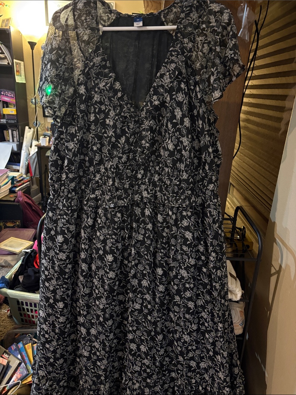 Old Navy Black and White Floral Midi Dress